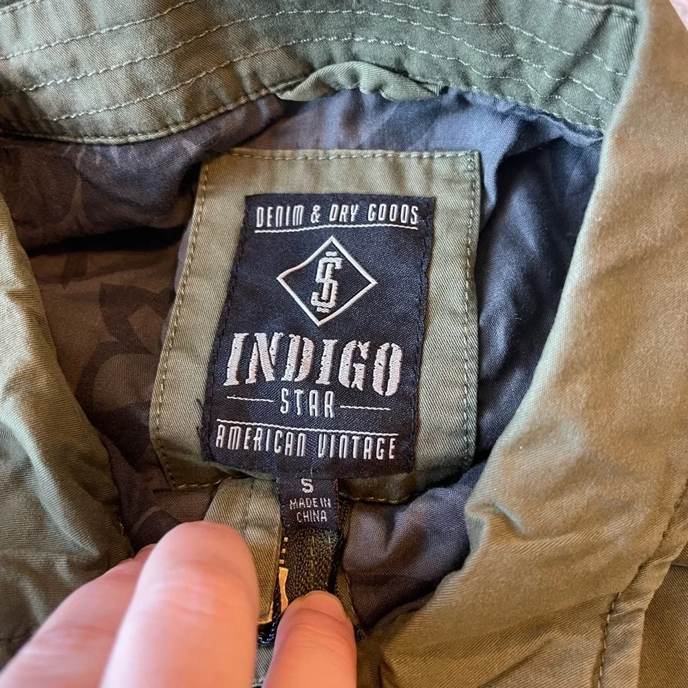 Indigo Star nwt olive green military field jacket utility coat